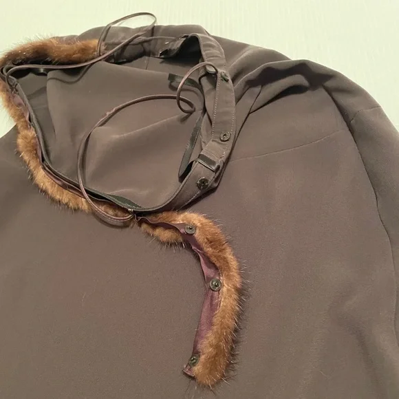 Tahari Striking Mink trimmed Spaghetti Strap Dress - Picture 8 of 13